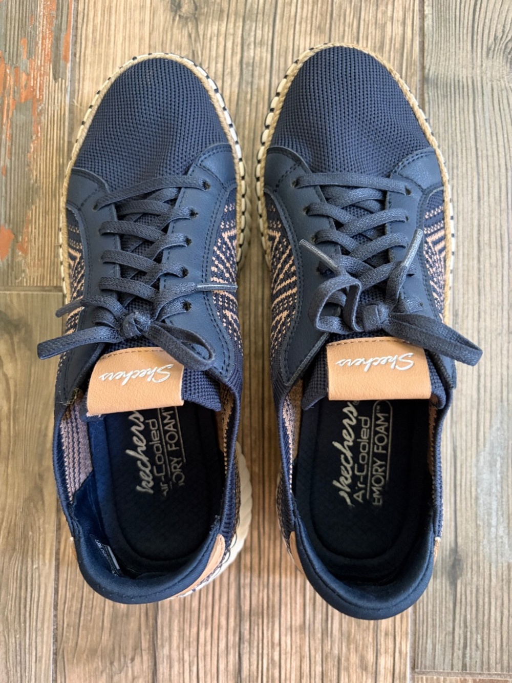 Skechers Navy with natural jute colored trim Slip On Sneakers-Size 8.5